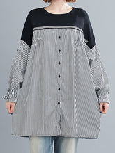 Contrast Stitching Mid-Length Pullover Shirt